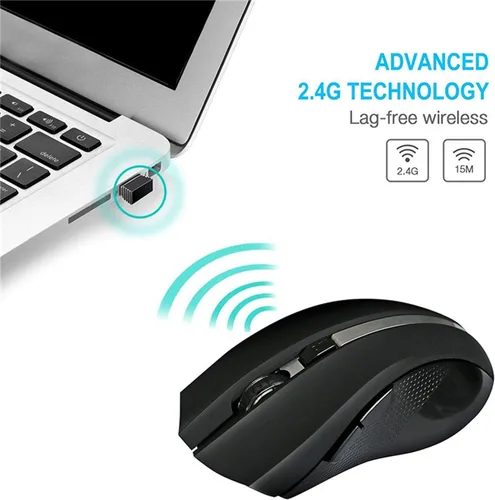 Vista 2 de XBOSS L7 - Ratón óptico inalámbrico con Bluetooth de 6 botones para computadora PC mouse con adaptador USB Mause para OS Windows Mac Linux Ps2 Ps3