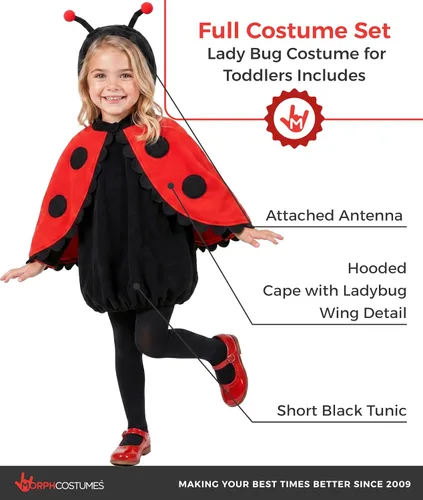 Vista 2 de fun shack Disfraz de mariquita para niños, disfraz de Halloween para niñas
