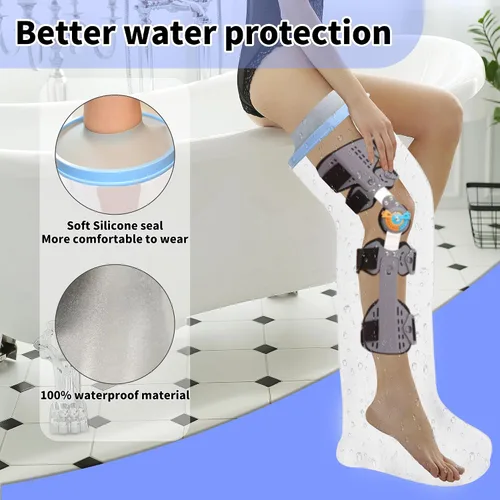 Vista 12 de Protector de pierna para adultos para ducha, vendaje de ducha impermeable y cubierta fundida, protección completa de pierna hermética para piernas