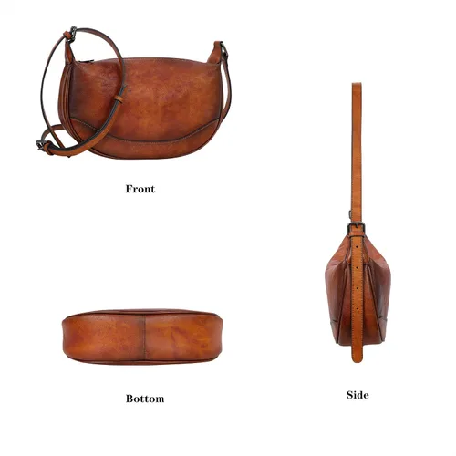 Vista 5 de HESHE Bolsos cruzados para mujer, bolsos de cuero de diseñador, bolso de hombro vintage, bolso Hobo Crescent