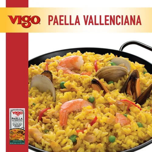Vista 4 de Vigo Auténtica paella valenciana, cena de arroz amarillo y mariscos, receta española (cena de arroz amarillo y mariscos, 19 onzas (paquete de 6))