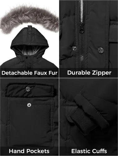 Vista 6 de ZSHOW Abrigo de invierno para niños, chaqueta acolchada con capucha, parka gruesa