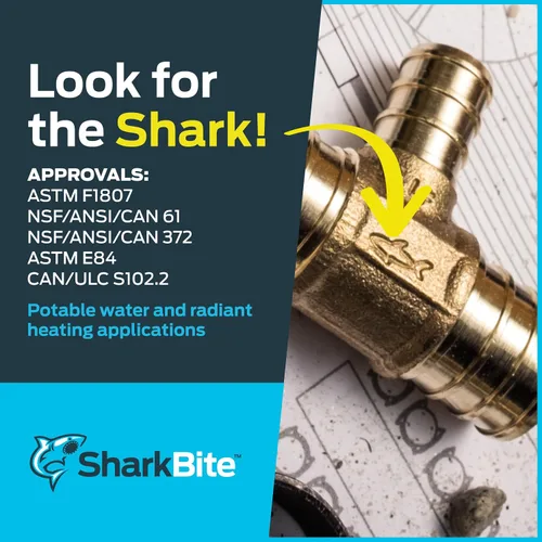 Vista 8 de SharkBite Adaptador hembra de crimpado de 1 pulgada, accesorio de fontanería de latón, tubo PEX, PE-RT, UC094LFA