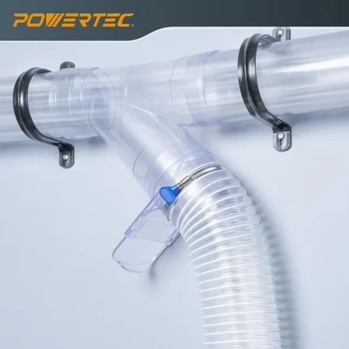 Vista 7 de POWERTEC Kit de accesorios de recolección de polvo de 2-1/2 pulgadas con conectores transparentes, puertas de chorro y abrazaderas de manguera