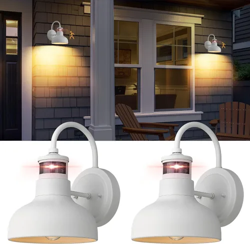 Vista 10 de Lámpara de pared para exteriores con sensor de movimiento de 7 pulgadas, IP65, color negro 1 pack black 7-inch barn light with 3 modes, 220-degree