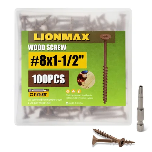 Vista 11 de LIONMAX Tornillos para Terraza de 1 Pulgada, Tornillos para Madera #8 x 1, 300 PCS, Resistentes al Óxido, Revestimiento Epoxi Exterior, Tornillos