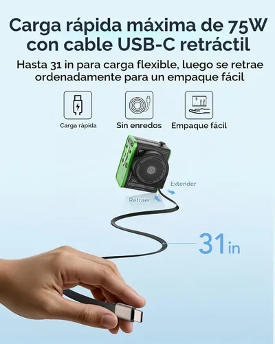 Vista 5 de MFish Adaptador de viaje universal de 5 puertos de 75 W, carga todo en uno Negro
