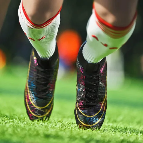 Vista 5 de ailishabroy Botas de fútbol para hombre, FGAG, zapatos de fútbol para interiores y exteriores, con picos firmes para el suelo, entrenamiento