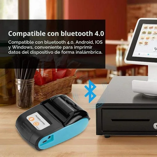 Vista 5 de Tangxi Impresora térmica, PT - 210 Impresora portátil de recibos DC 9V/2A Bluetooth Impresora de facturas térmicas 203DPI Interfaz Power Jack Mini