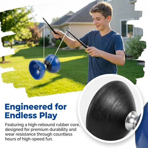 Vista 6 de Diabolo - Juego de yoyo chino para niños y principiantes, tamaño pequeño de 4.7 pulgadas, juguete tradicional de malabarismo con varillas de fibra