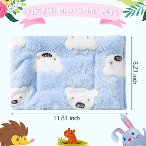Vista 2 de Jetec - Juego de 2 alfombrillas para cama de conejillo de indias, lindo color, patrón de oso Warm Small Animal Stuff, Soft Fleece for Hamster