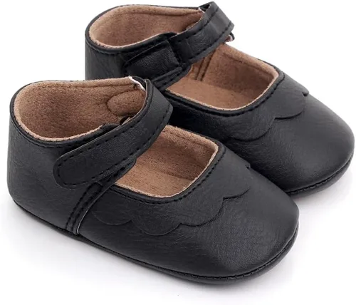 Vista 3 de Zapatos planos Mary Jane para bebés y niñas, suela suave antideslizante, suela suave, princesa, primeros pasos, de piel sintética, zapatos de vestir