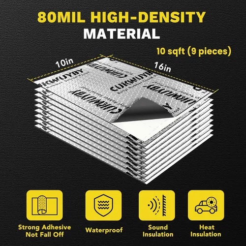 Vista 4 de Material de Amortiguación de Sonido para Coches, 80 mil (2 mm) 10 pies cuadrados (0.93 m²) Alfombrilla de Amortiguación de Sonido para Coche