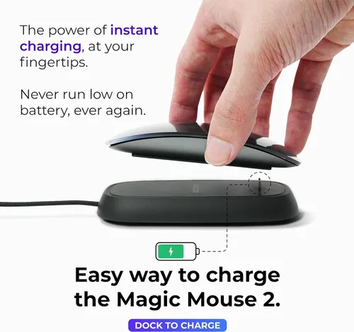 Vista 2 de Ascrono - Estación de carga compatible con Apple Magic Mouse 2 - Negro - Accesorios perfectos Utilizable como base de carga, soporte y cargador