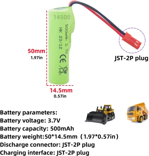 Vista 2 de sea jump 5 unids 3.7 V 500 mAh Lipo batería con cargador 5 en 1 adecuado para Huina 1337 1338 1516 1517 Control remoto vehículo de ingeniería RC