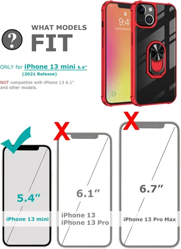 Vista 7 de Ring Kickstand - Funda transparente para iPhone 13 Mini de 5.4 pulgadas, protección contra caídas, funda protectora delgada, parachoques flexible +