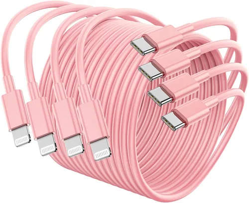 Vista 13 de [Usado] Paquete de 4 cables USB C a Lightning de 6 pies, cable de carga rápida para Negro