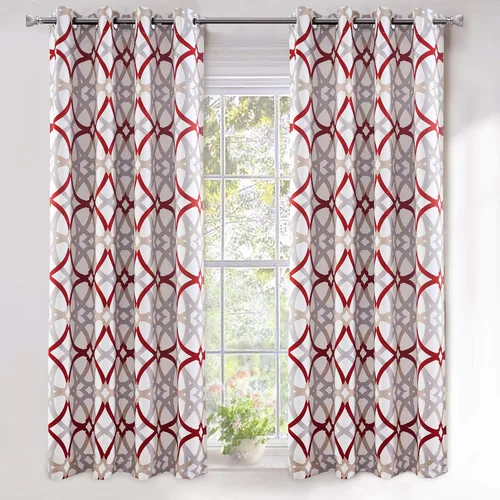 Vista 31 de Cortinas DriftAway Alexander de oscurecimiento para sala de estar, mezcla de lino con patrón, térmicas, oscurecedoras, geométricas, estilo marroquí
