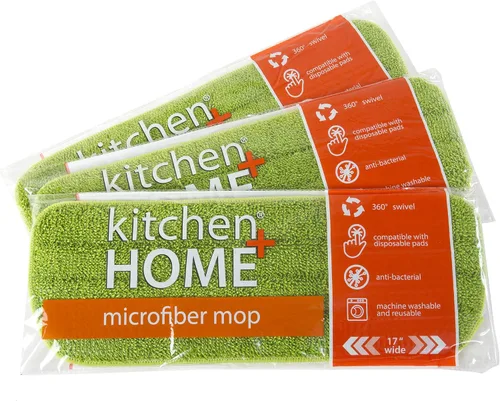 Vista 6 de Kitchen + Home - Almohadillas de microfibra para trapeador – Recambio de cabezal de trapeador húmedo y seco de microfibra de 16 pulgadas, paquete