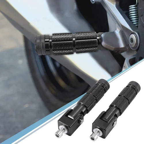 Vista 3 de Motoforti 1 par 0.276 in aleación de aluminio universal motocicleta plegable trasero reposapiés estribera pedal Ciclismo negro