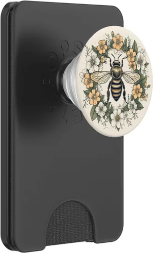 Vista 7 de PopSockets PopGrip estándar con diseño de abeja pastel Boho y flores