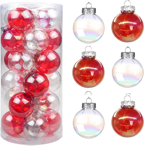 Vista 10 de YYCRAFT Adornos de bola de Navidad de plástico transparente inastillables, bolas iridescentes de 6CM, adornos para decoración de fiesta de Navidad