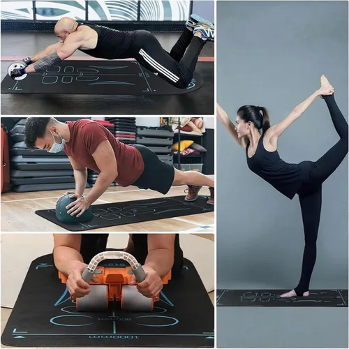 Vista 6 de Alfombrilla de entrenamiento antideslizante para rueda de abdominales, alfombrilla de ejercicio con bolsa de almacenamiento, equipo de ejercicio