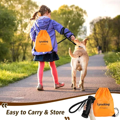 Vista 4 de Lynxking - Correa de control para perros - Correa larga de adiestramiento para perros - Línea de seguimiento con asa cómoda - Cuerda para cachorros
