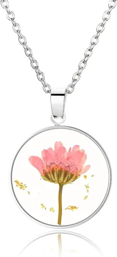 Vista 51 de Pressed Flower Necklace Gift for Women Personalized Handmade Necklaces Birth Flower Necklace