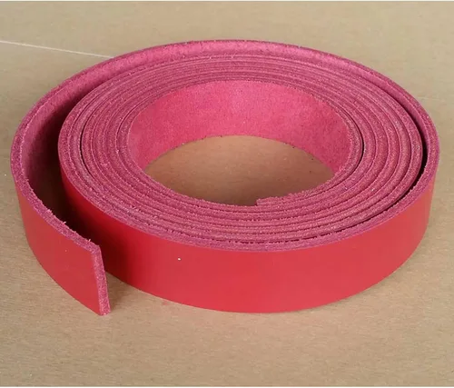 Vista 6 de 2 inch rojo tira de piel 8 – 9 onzas (3.2 – 3.6 MM) – Latigo tiras de piel hasta 96 inch de largo fabricado en Estados Unidos por pitka piel