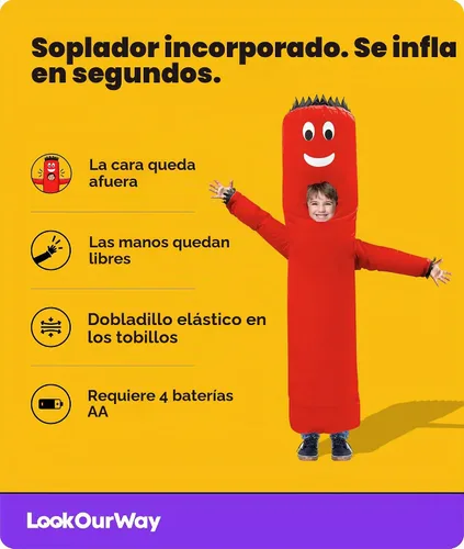 Vista 2 de Child Air Dancers Inflatable Tube Man Costume Rojo