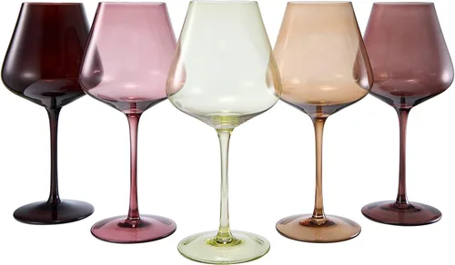 Vista 11 de Colors of Love - Juego de 6 copas de vino de cristal rosa y rojo de San Valentín, estilo italiano, elegante estilo italiano, cristalería de 24