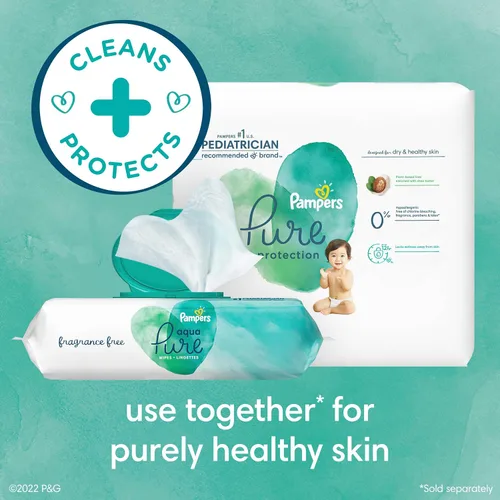 Vista 7 de pampers toallitas para bebé Aqua Pure 56 ct ANTIGUO