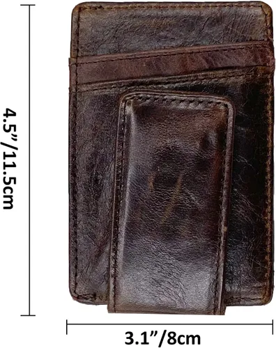 Vista 7 de broche para dinero, cartera con bolsillo frontal, cartera minimalista, para hombre