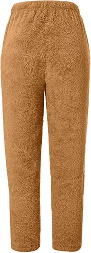 Vista 5 de LRMQS Pantalones de forro polar cálidos para mujer, esponjosos, térmicos, casuales, cómodos, holgados, con forro de moda, 2023
