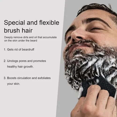 Vista 4 de Diydeg Exfoliante de silicona para barba para hombres, exfoliante y cepillo para el cabello, limpia profundamente, desobstruye los poros, promueve