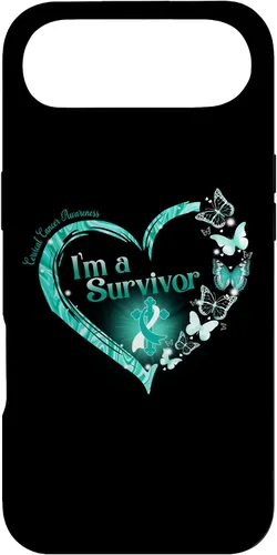 Vista 27 de Teal Ribbon Butterfly Cervical Cancer I'm A Survivor Case for iPhone 17