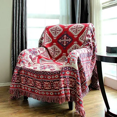 Vista 8 de LELVA Manta tejida de hilo bohemio para sofá, manta multiusos (51 x 70 pulgadas)