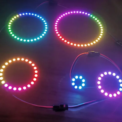 Vista 6 de Anillo LED RGB WS2812 de 24 bits con cable SM2.54-3P, WS2812B 5050 LED direccionable Pixel a todo color con controladores integrados DC5V