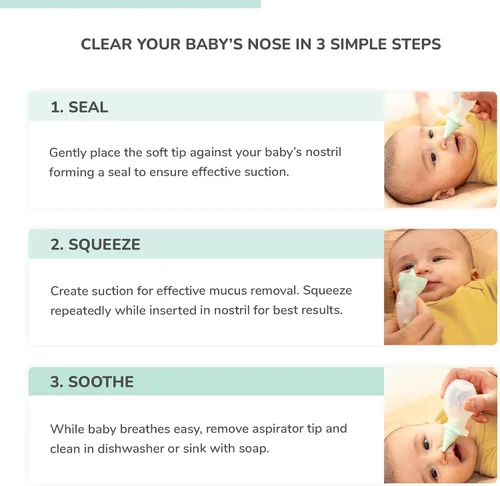 Vista 4 de Dr. Rose's Aspirador nasal para bebé, limpiador de nariz de doble succión patentado por pediatras para bebé (paquete de 1, 1, unidad)