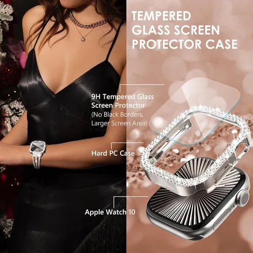Vista 188 de Surace Bling - Carcasa con protector de pantalla para Apple Watch Series 3, 2, 1 de 1.496 pulgadas