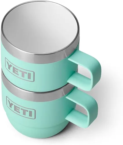 Vista 7 de YETI Rambler - Taza apilable de 6 oz, de acero inoxidable, aislada al vacío para espresso/café, paquete de 2 Verde mar