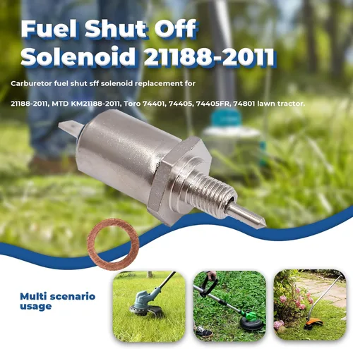 Vista 5 de WFLNHB Solenoide de apagado de combustible del carburador 21188-2011 y M138477 Reemplazo para John Deere M138477 LT180 LX277 X475 X520 X540 X700