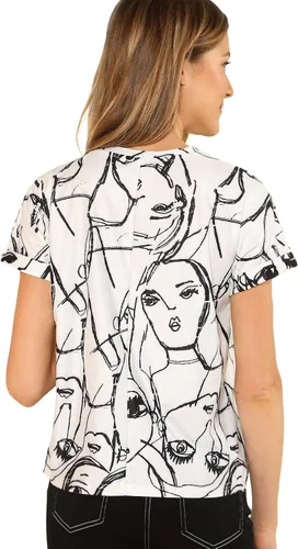 Vista 3 de SheIn Camiseta de manga corta con cuello redondo para mujer