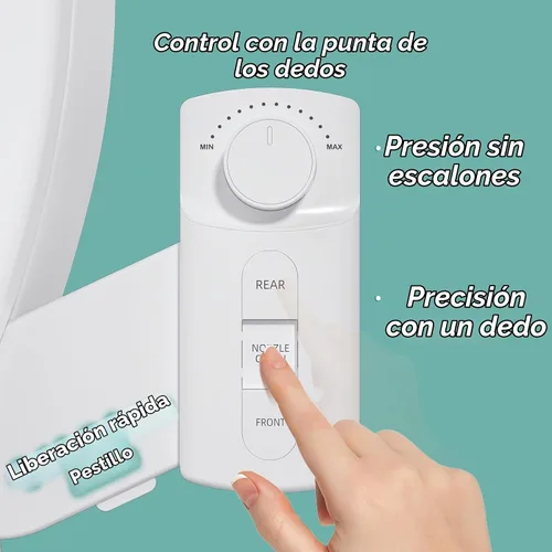 Vista 2 de BIGCOW - Accesorio de bidé ultra delgado, boquilla dual autolimpiante (lavado frontal/trasero), comando de un dedo, controles táctiles ergonómicos