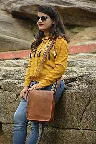 Vista 5 de AryanExports Bolso de piel auténtica vintage hecho a mano de 11 pulgadas, bolso cruzado para el hombro, bolso marrón unisex, regalo para hombres