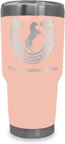 Vista 27 de LaserGram Vaso personalizado de 20 onzas, herradura con caballo (negro)