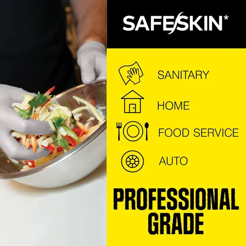 Vista 5 de SAFESKIN Nitrile Exam Gloves Disposable - 3.5 Mil, Gray, Powder Free Gloves for Medical, Dental, Cleaning, Cooking