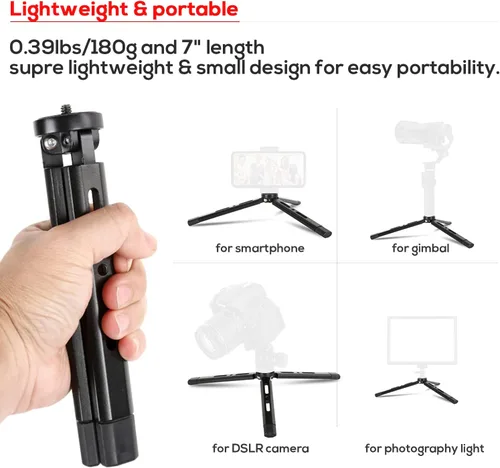 Vista 5 de Mini trípode de aluminio, trípode de mesa de escritorio para Zhiyun Smooth Q/4, Crane Plus/2, Weebill s, Ronin S/SC/RS2/RSC2, Osmo Mobile