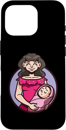 Vista 20 de iPhone XR dibujos animados madre sosteniendo bebé ilustración para niños caso
